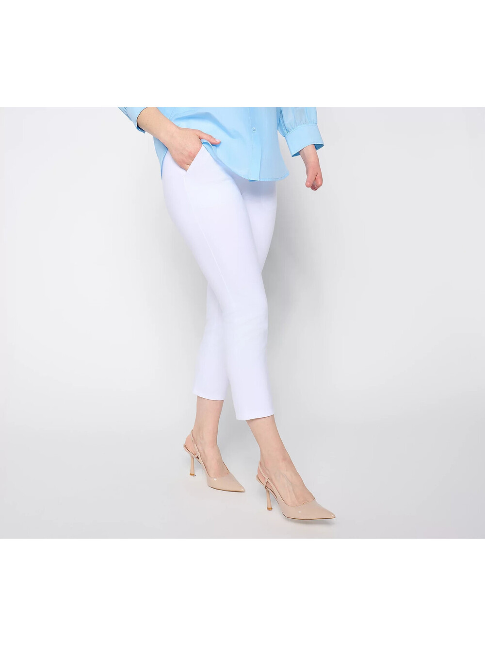 Women with Control Regular 86/14 Slim Leg Crop Empower Pant WHITE Size XXS